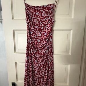 Elegant Red and White Patterned Dress
